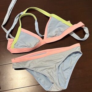 Salt + Cove Light Blue and Pink Bikini Set